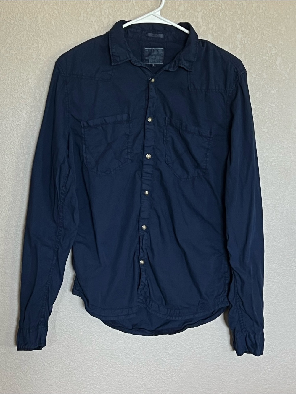 Women’s Wrangler Navy Long-Sleeve Pearl snap Button-Down Shirt